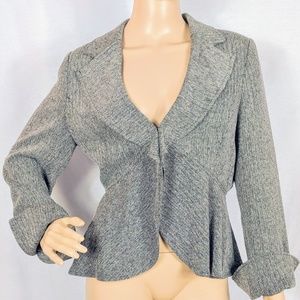 Liz Lange Maternity Gray Ruffle Hem Career Blazer